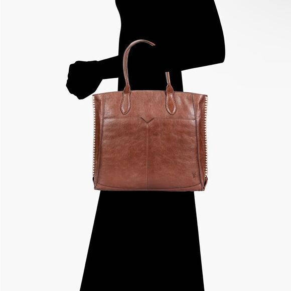 Frye Cognac Mae Whipstitch Leather Tote Bag. New with Tag (NWT). Retail $358 - Picture 1 of 16